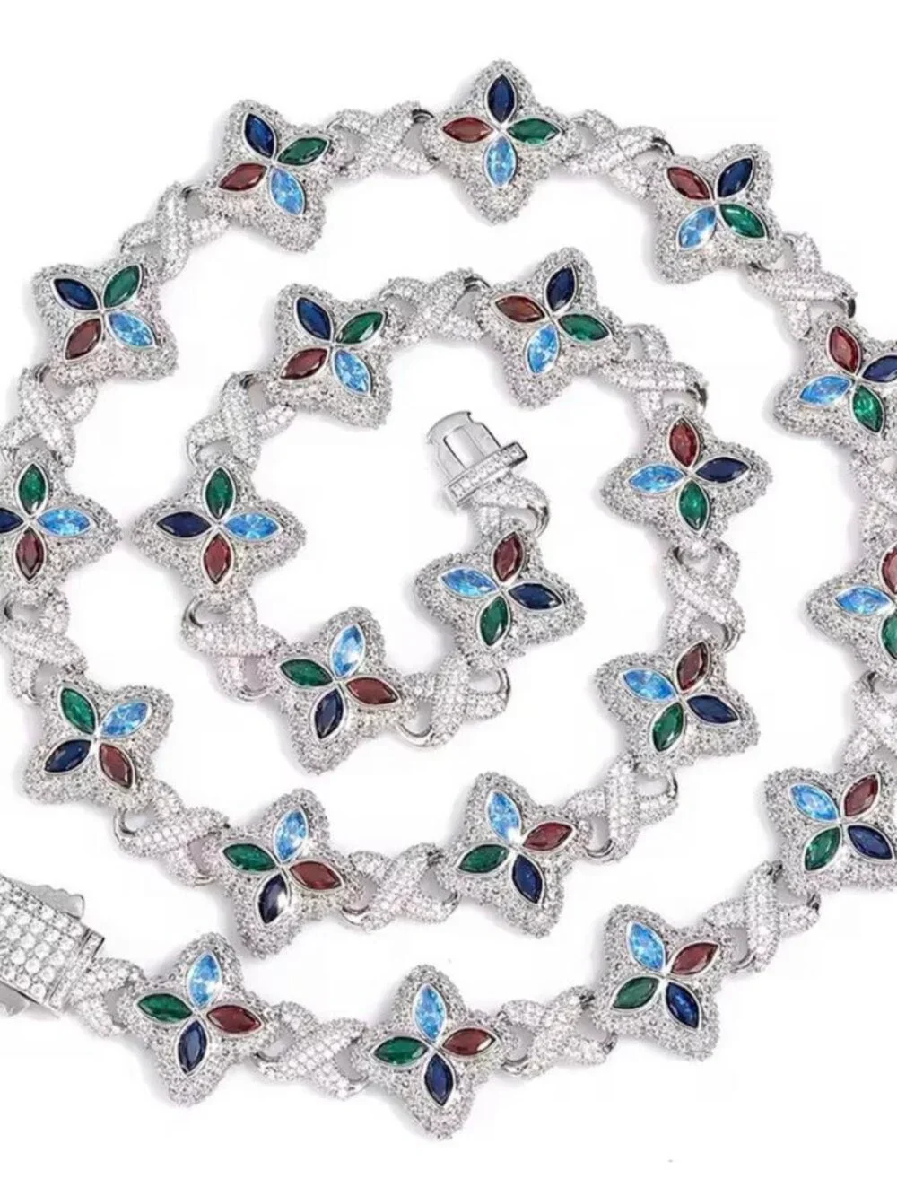 Multi Coloured Clover Chain Necklace 20inch